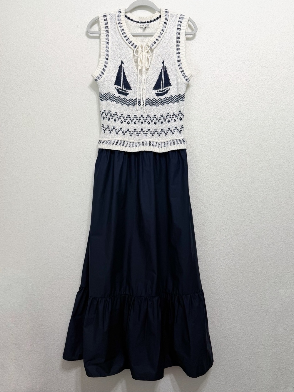 NWT Moon River Sailboat Knit Sleeveless Maxi Dress Large